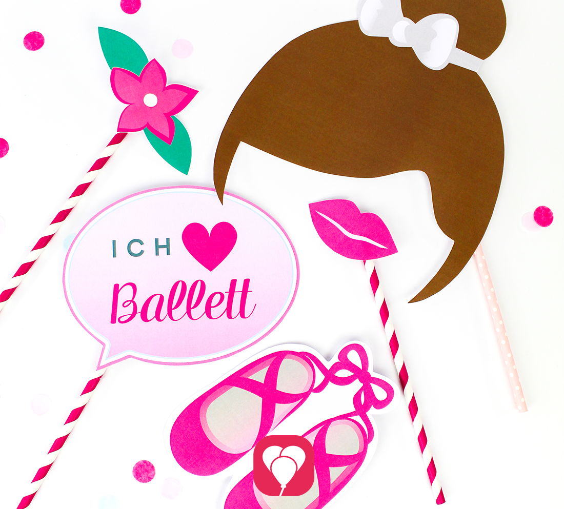 Verschiedene Motive aus dem Ballerina Photo Booth Set von balloonas.