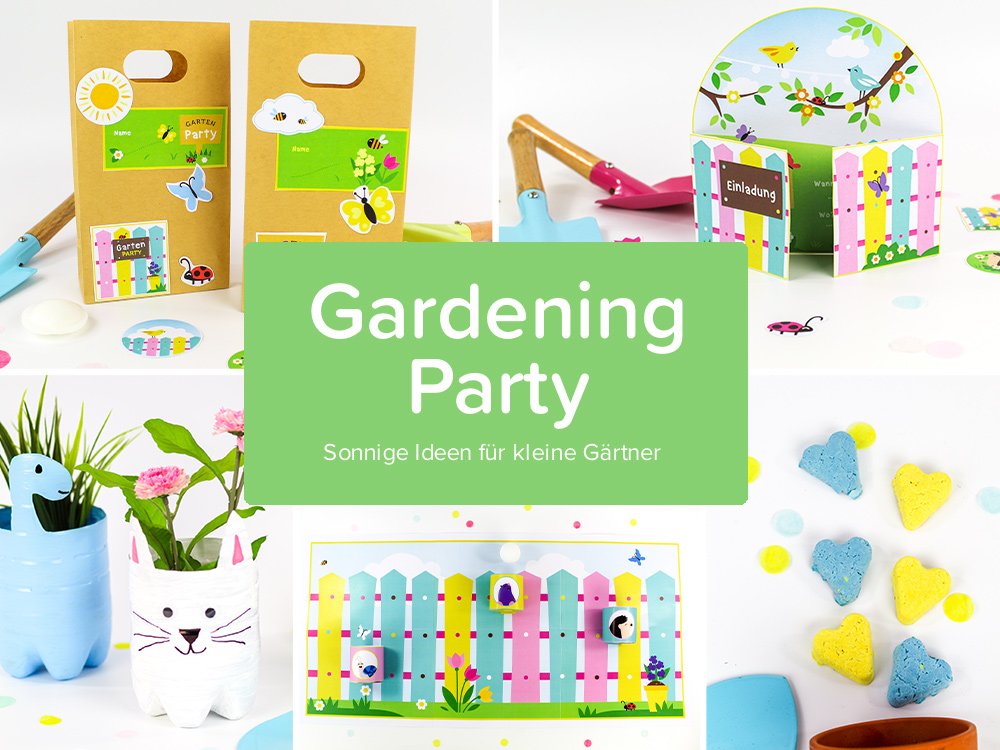 Eine Collage mit Produktbildern zum balloonas Motto Gardening Party.